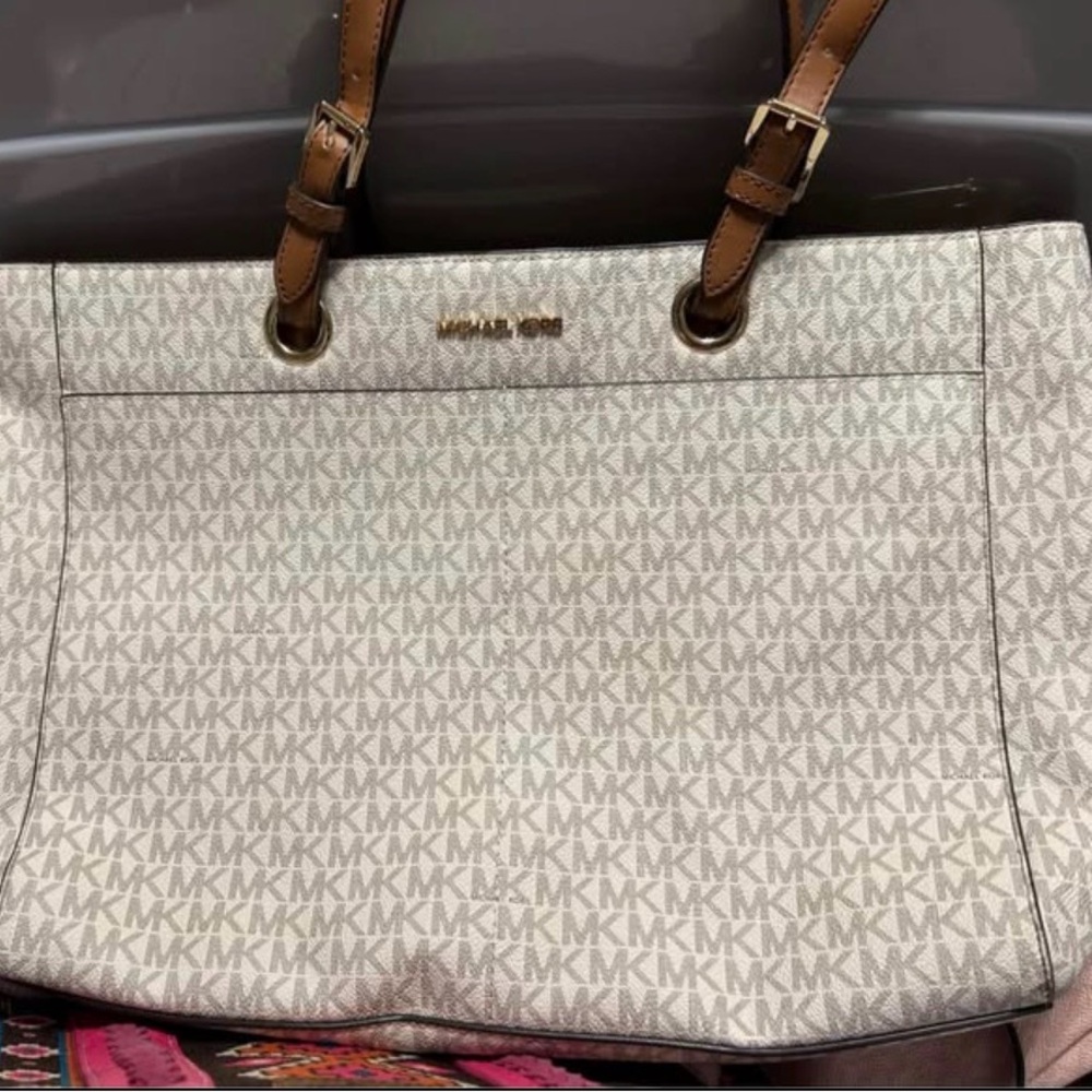 Michael Kors Cream and Brown Tote Bag